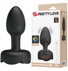 Pretty Love - Olman RGB Light Vibrating Anal Plug (Chargeable - Black)